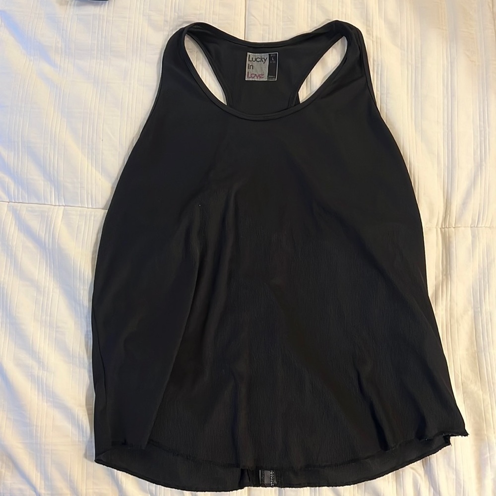 Lucky In Love Mesh Tennis Tank, Size L